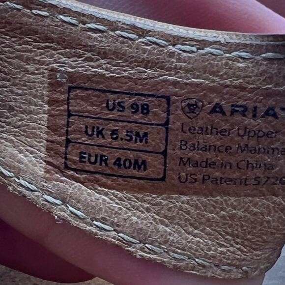 Ariat Sandals Womens 9 Tan Light Brown Leather Heeled Buckle Strap Slide - Picture 7 of 9